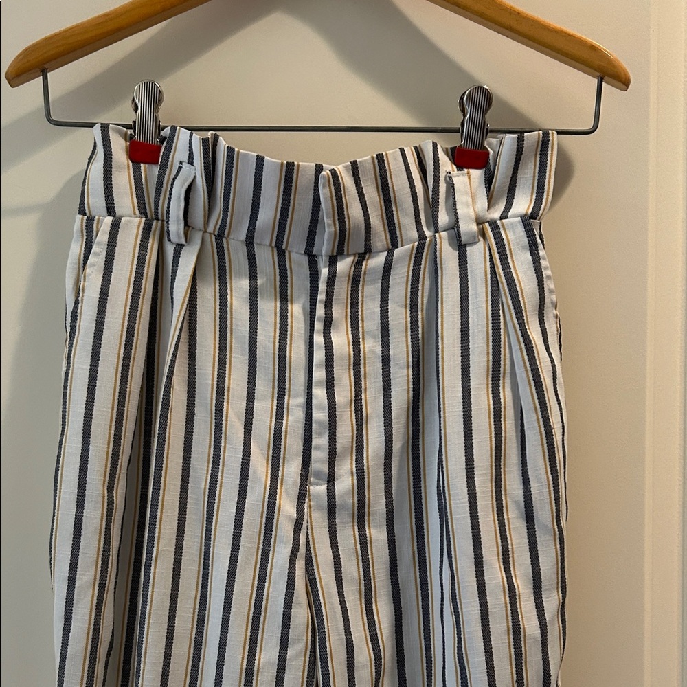 Forever 21 Paperbag Striped High-Waisted ZipUp Pants pockets size XS